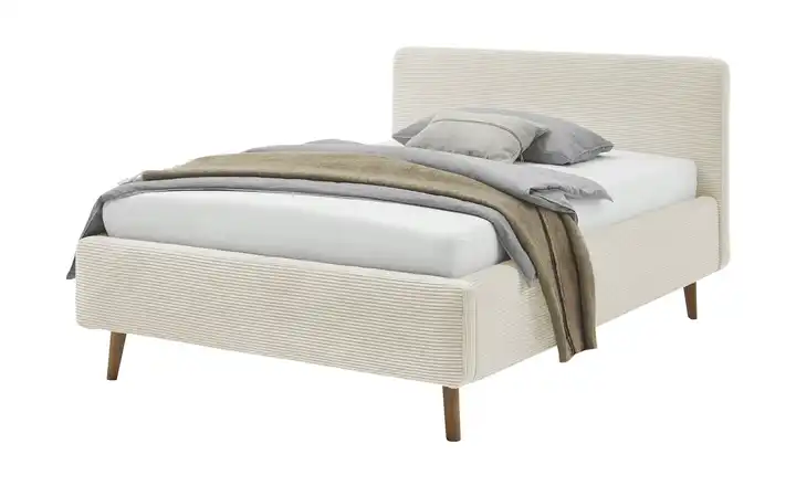 Polsterbett Mattis Beige Cordstoff 120 cm ohne Bettkasten