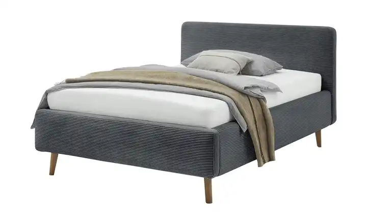 Polsterbett Mattis Anthrazit Cordstoff 120 cm ohne Bettkasten