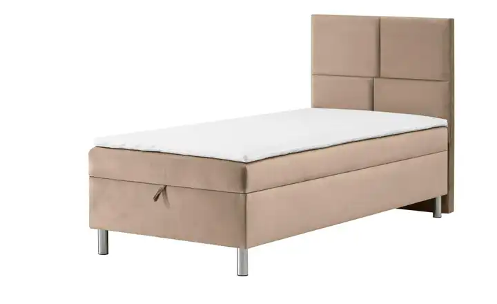 Boxbett mit Bettkasten Adria Ohne Fußteil Beige 90 cm