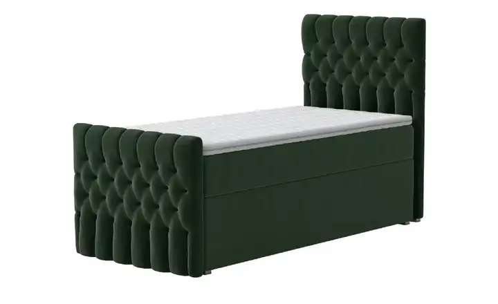 Boxbett mit Bettkasten und Fußteil Belek King Dunkelgrün 90 cm
