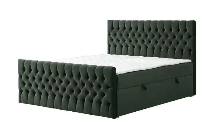 Boxbett mit Bettkasten und Fußteil Belek King Dunkelgrün 180 cm