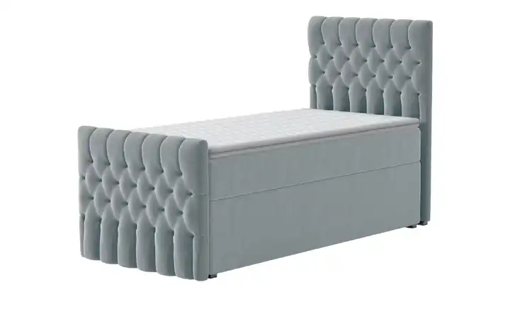 Boxbett mit Bettkasten und Fußteil Belek King Silbergrau 100 cm