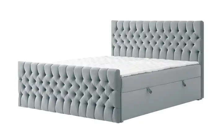 Boxbett mit Bettkasten und Fußteil Belek King Silbergrau 160 cm