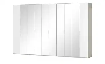Wohnwert Falttürenschrank  Forum Spiegel / Weiß 375 cm 216 cm 1 Außenpaneel je Seite abgesetzt