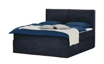 Boxi Boxspringbett 180 x 200 cm Boxi Urban Mitternachtsblau 180 cm Samt weich & mittel Kaltschaumkern