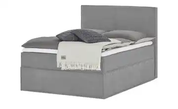 Boxi Boxspringbett 140 x 200 cm Boxi Urban Hellgrau 140 cm Velours mittel & hart Viscoschaumkern