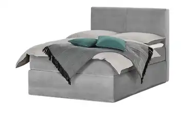 Boxi Boxspringbett 140 x 200 cm Boxi Classic Hellgrau 140 cm Samt mittel & hart Viscoschaumkern