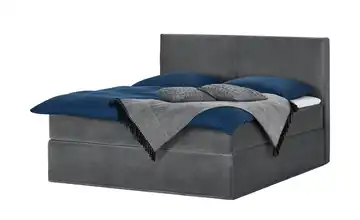 Boxi Boxspringbett 180 x 200 cm Boxi Classic Dunkelgrau 180 cm Samt weich Viscoschaumkern