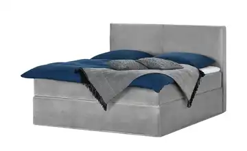 Boxi Boxspringbett 180 x 200 cm Boxi Classic Hellgrau 180 cm Samt sehr hart Viscoschaumkern