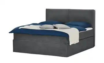 Boxi Boxspringbett 180 x 200 cm Boxi Urban Dunkelgrau 180 cm Samt mittel & sehr hart Viscoschaumkern