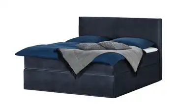 Boxi Boxspringbett 180 x 200 cm Boxi Classic Mitternachtsblau, Dunkelblau 180 cm Samt weich & sehr hart Viscoschaumkern