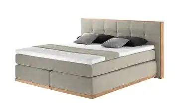 uno Massivholz-Boxspringbett Luca Beige 180 cm H3 Kaltschaumkern