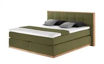 uno Massivholz-Boxspringbett Luca Olivgrün 180 cm H2 & H3 Kaltschaumkern