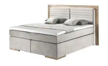 uno Massivholz-Boxspringbett mit LED-Beleuchtung Marlow 160 cm H2 & H3 Kaltschaumkern Beige