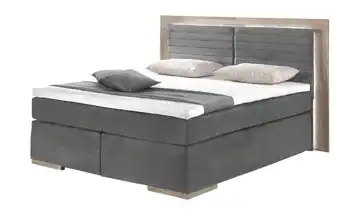 uno Massivholz-Boxspringbett mit LED-Beleuchtung Marlow 2 160 cm H2 & H3 Kaltschaumkern Grau