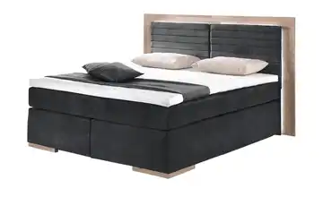 uno Massivholz-Boxspringbett mit LED-Beleuchtung Marlow 2 160 cm H3 Kaltschaumkern Anthrazit