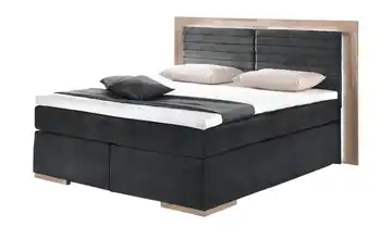 uno Massivholz-Boxspringbett mit LED-Beleuchtung Marlow 2 Anthrazit 200 cm H3 Kaltschaumkern