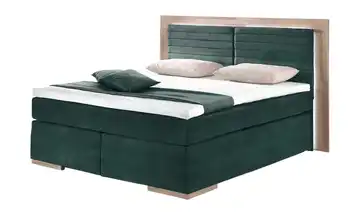 uno Massivholz-Boxspringbett mit LED-Beleuchtung Marlow 2 180 cm H2 Kaltschaumkern Petrol