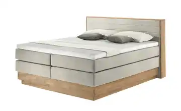 uno Massivholz-Boxspringbett mit Bettkasten Morgan Beige 180 cm H3 Kaltschaumkern