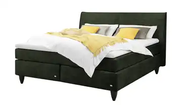 RUF Boxspringbett Aurelia Dunkelgrün 160 cm H2 Fußfarbe Schwarz