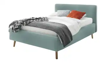 Polsterbett mit Bettkasten Mattis Eisblau Webstoff fein 140 cm mit Bettkasten