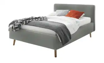 Polsterbett mit Bettkasten Mattis Grau Webstoff fein 140 cm mit Bettkasten