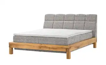 uno Massivholz-Boxspringbett Hakon Hellgrau 180 cm H2 & H3