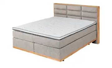 uno Massivholz-Boxspringbett Ida 180 cm H2 & H3 Hellgrau