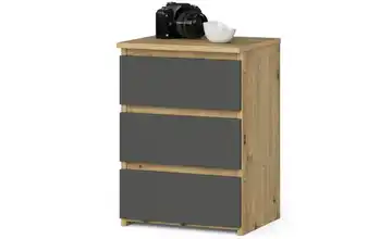 Nachttisch mit 3 Schubladen Carlo Eiche Artisan (Nachbildung), Graphit