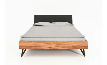 Massivholzbett mit gepolstertem Kopfteil Karl 160 cm 210 cm Wildeiche