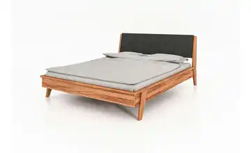 Massivholzbett mit gepolstertem Kopfteil Hugo Kernbuche, Anthrazit 190 cm 160 cm