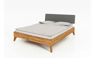Massivholzbett mit gepolstertem Kopfteil 100 cm Wildeiche 220 cm