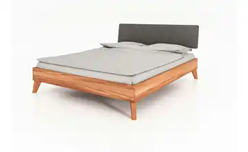 Massivholzbett mit gepolstertem Kopfteil 200 cm Kernbuche 220 cm