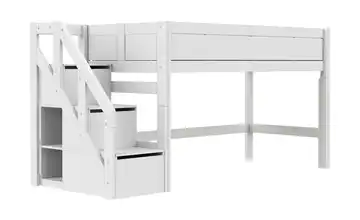 Lifetime halbhohes Bett mit Treppe 120cm Original Weiß
