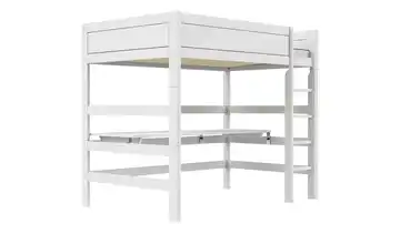 Lifetime Hochbett mit Leiter und Schreibtisch 120cm Original  Weiß mit Tischplatte