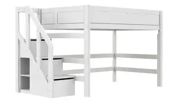 Lifetime Mittelhochbett mit Treppe Original Weiß