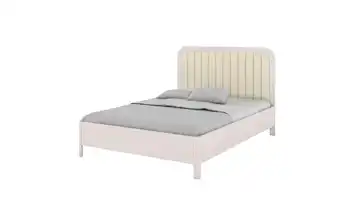 Massivholzbett Modena 160x200 cm Weiß, Beige ohne Bettkasten
