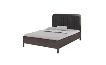 Massivholzbett Modena 180x200 cm Wenge (Nachbildung), Schwarz mit Bettkasten