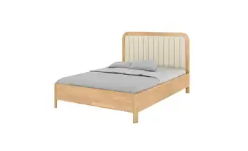Massivholzbett Modena 180x200 cm Buche, Beige mit Bettkasten