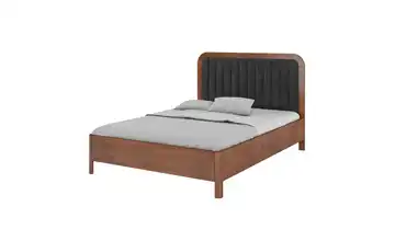 Massivholzbett Modena 180x200 cm Nussbaum (Nachbildung), Schwarz ohne Bettkasten