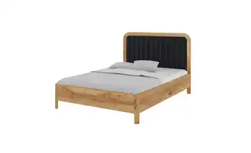Massivholzbett Modena 180x200 cm Eiche, Schwarz ohne Bettkasten