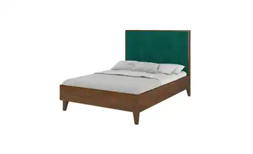 Massivholzbett nussbaumfarben Frida Nussbaum (Nachbildung), Flaschengrün 180x200 cm