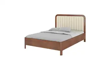 Massivholzbett Modena 180x200 cm Nussbaum (Nachbildung), Beige ohne Bettkasten