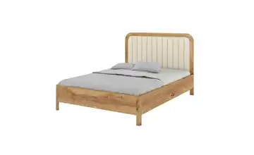 Massivholzbett Modena 180x200 cm Eiche, Beige mit Bettkasten