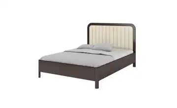 Massivholzbett Modena 160x200 cm Wenge (Nachbildung), Beige mit Bettkasten