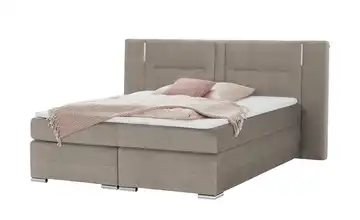 uno Boxspringbett Aston Taupe 140 cm H2 Mikrofaser in Samt-Optik