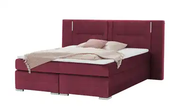 uno Boxspringbett Aston Bordeauxrot 140 cm H4 Mikrofaser in Samt-Optik