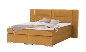 uno Boxspringbett Aston Hellbraun 140 cm H3 Mikrofaser in Samt-Optik