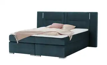 uno Boxspringbett Aston Dunkelblau 140 cm H2 Mikrofaser in Samt-Optik