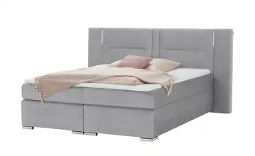 uno Boxspringbett Aston Silbergrau 140 cm H3 Mikrofaser in Samt-Optik